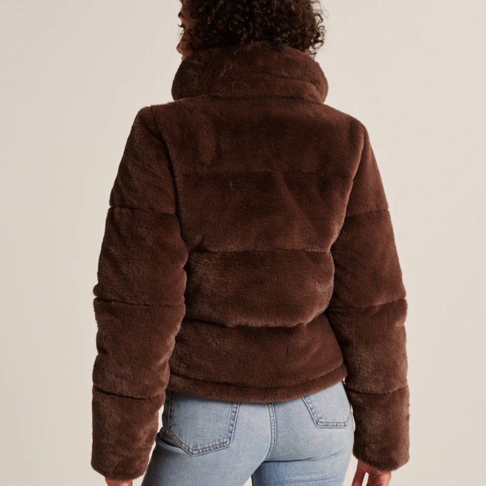 NWT Abercrombie Fitch Faux Fur Mini Puffer SZ XL - Picture 3 of 10